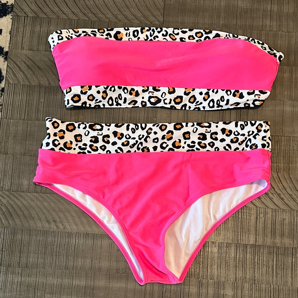 SHEIN Pink Leopard Print Bikini